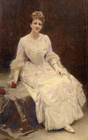 Portrait Of The Marquise D'Hervey, Sitting by Raimundo de Madrazo — hand-painted portrait oil painting reproduction on canvas