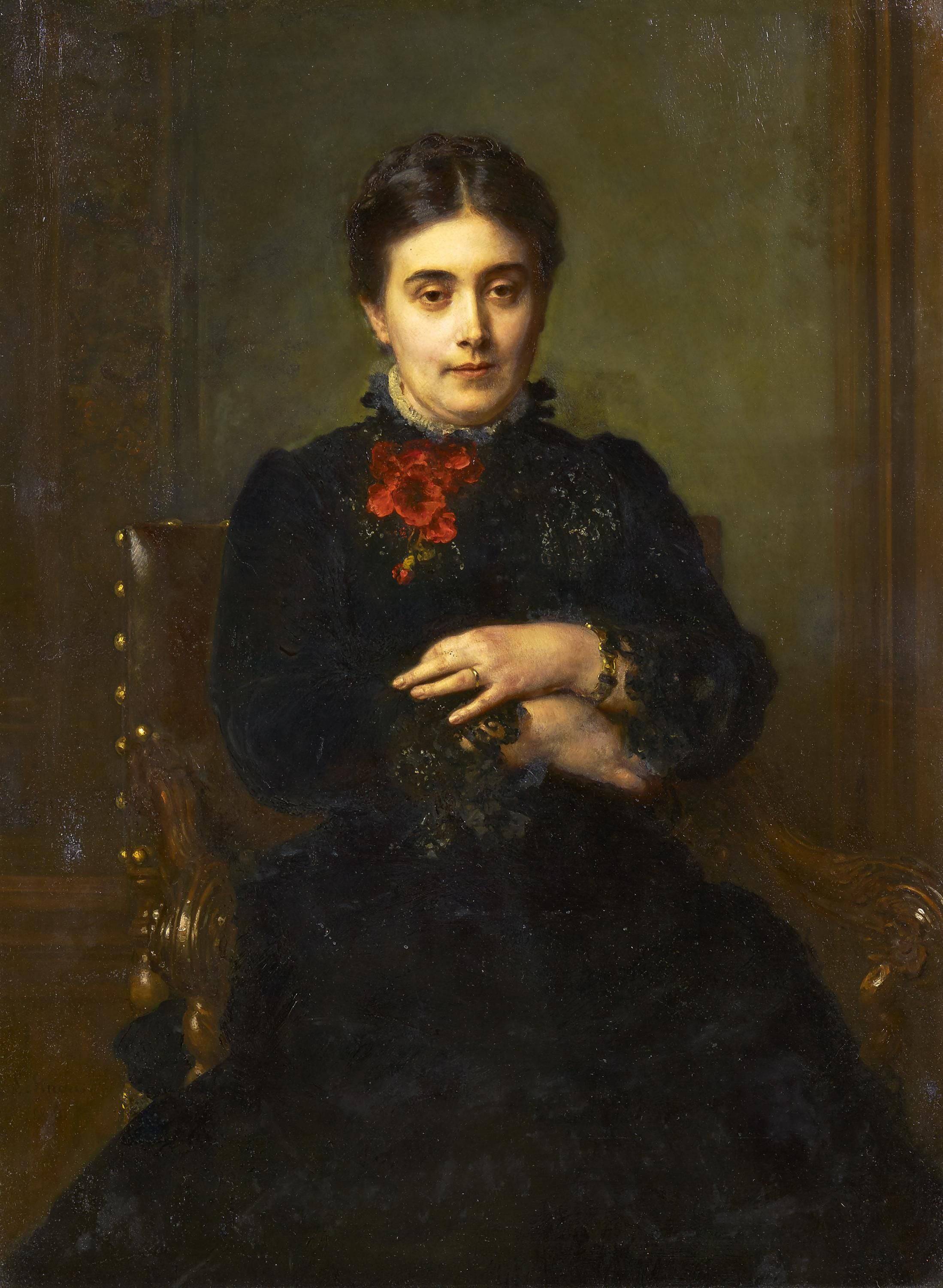 Portrait Of The Painter's Wife. Henriette Knaus, née Hoffmann - Ludwig Knaus