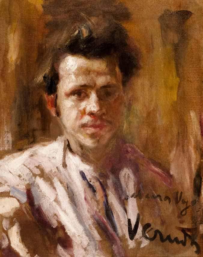 Portrait of the painter Ugo Flumiani by Umberto Veruda — hand-painted portrait oil painting reproduction on canvas