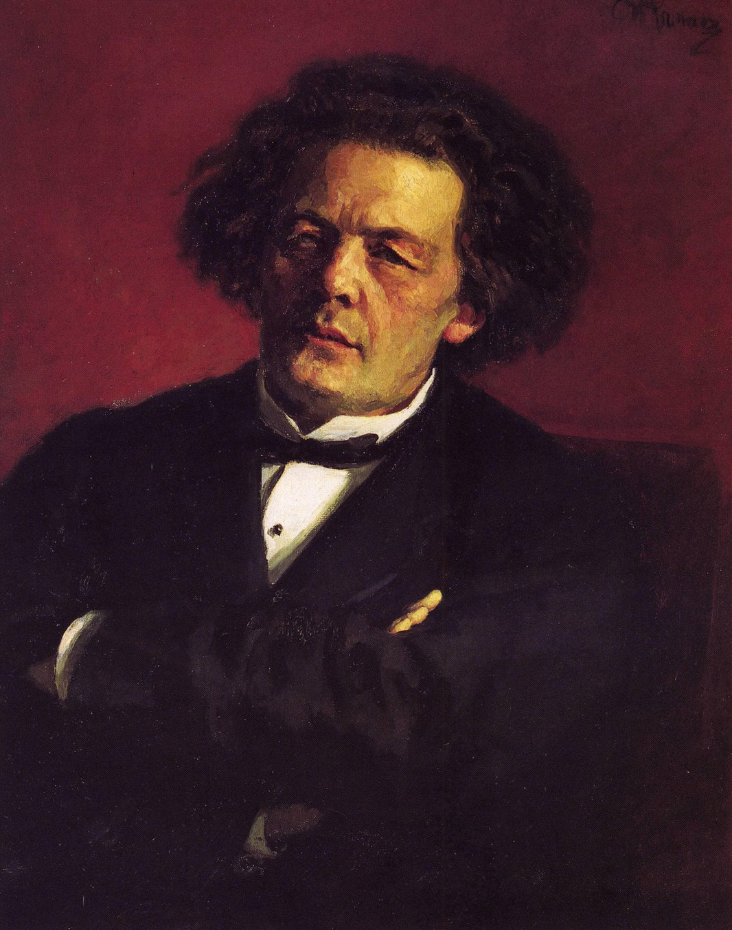 Portrait of the pianist, conductor and composer Anton Grigorievich Rubinstein by Ilya Repin — hand-painted portrait oil painting reproduction on canvas