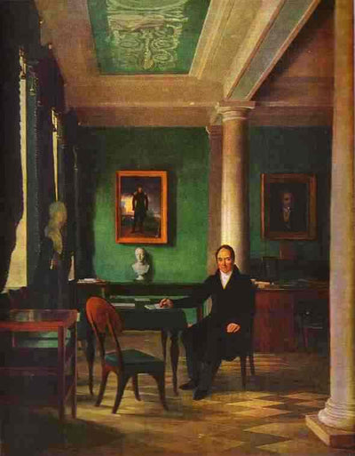Portrait of the State Chancellor of the Internal Affairs, Prince Victor Pavlovich Kochubey in his Study by Alexey Venetsianov — oil painting reproduction