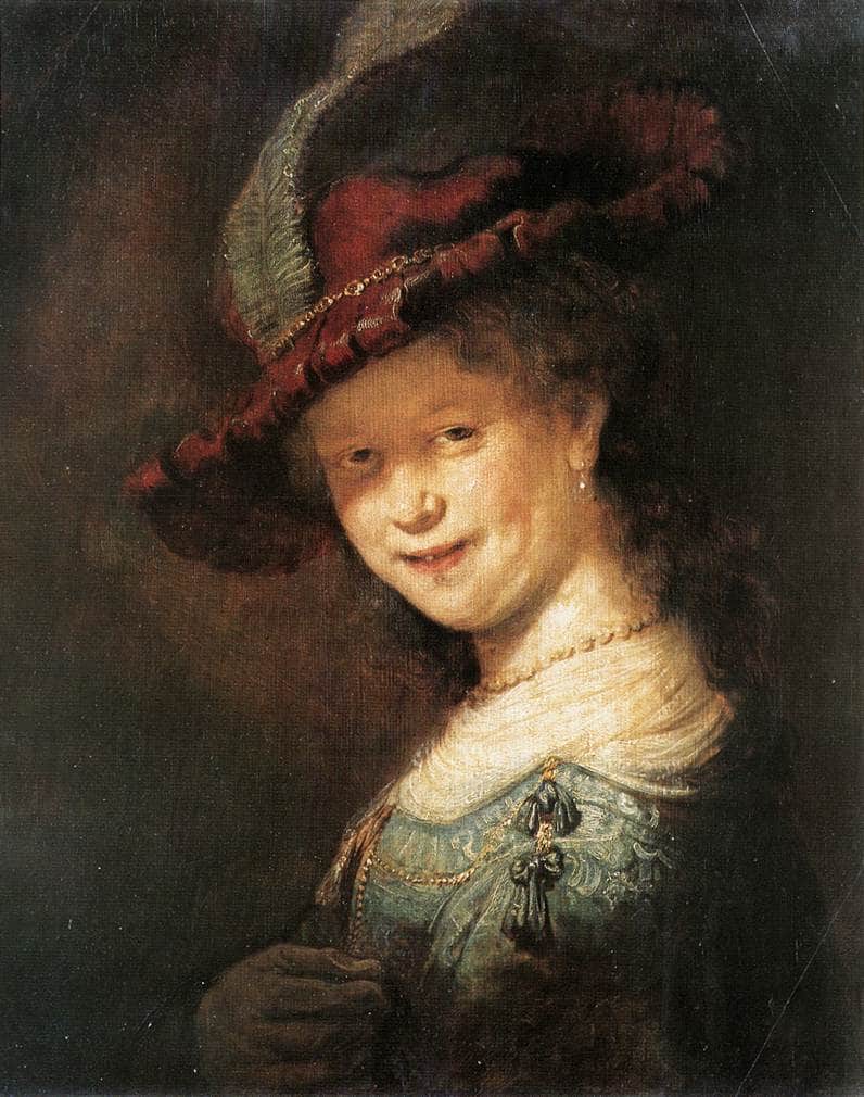 Portrait of the Young Saskia by Rembrandt — hand-painted portrait oil painting reproduction on canvas