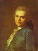 Portrait of Unknown Man in a Blue Caftan by Fyodor Rokotov — male oil painting wall art, Rococo
