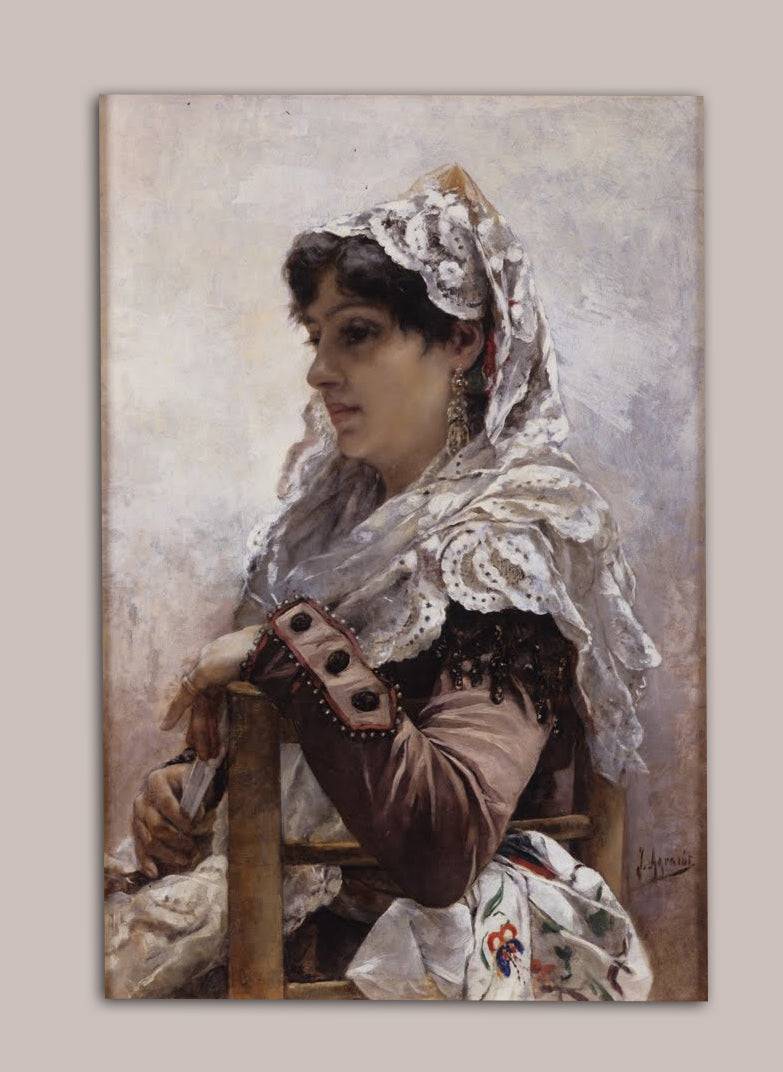 Portrait of Valencian woman - Joaquín Agrasot