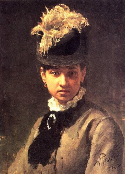 Portrait of Vera Repina, the Artist's Wife in modern living room
