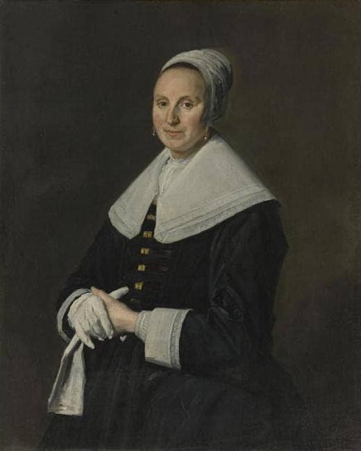 Portrait of woman with gloves by Frans Hals — hand-painted portrait oil painting reproduction on canvas