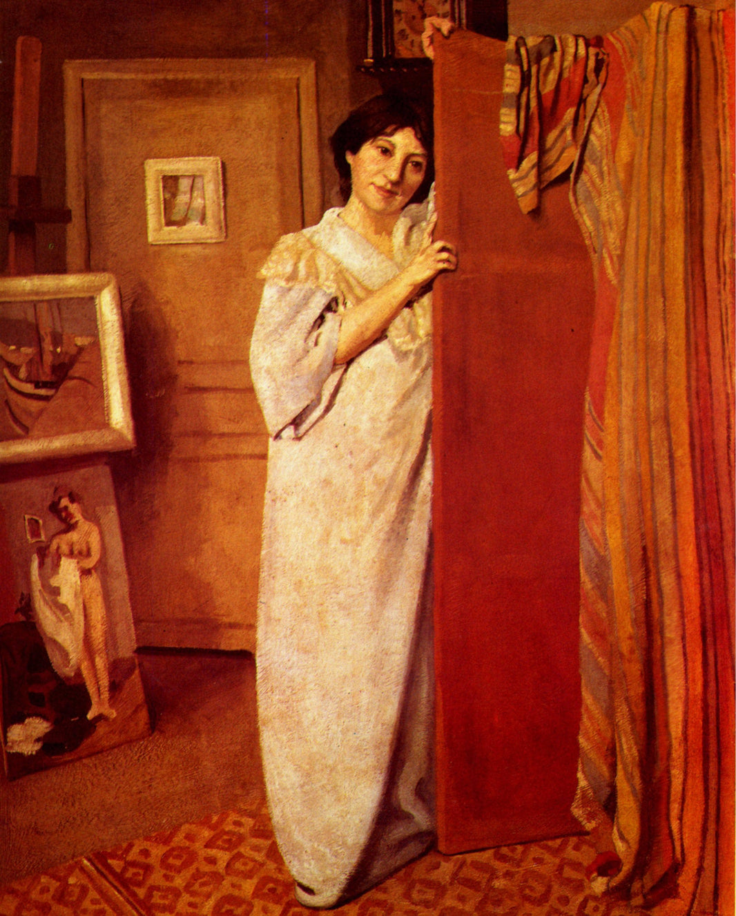 Portrait of workshop with figure (my wife) by Felix Vallotton — hand-painted portrait oil painting reproduction on canvas