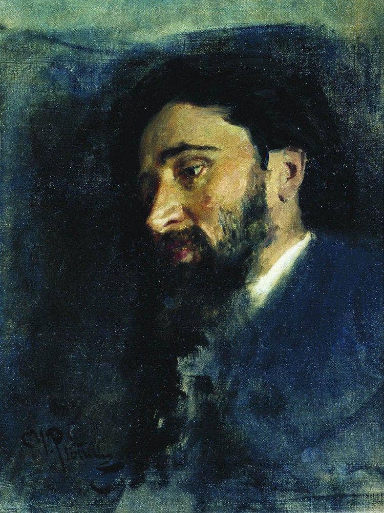 Portrait of writer Vsevolod Mikhailovich Garshin. Study. by Ilya Repin — hand-painted portrait oil painting reproduction on canvas