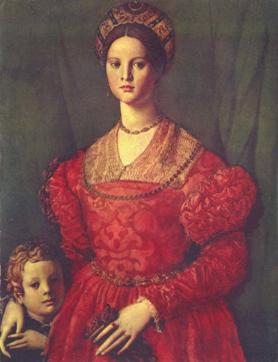 Portrait of young woman with her son by Agnolo Bronzino — oil painting reproduction