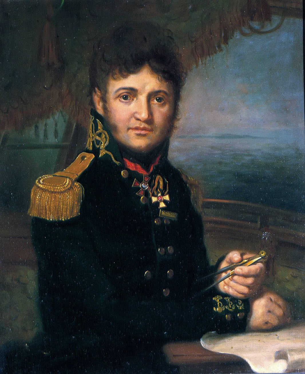 Portrait of Yuri F. Lisyansky by Vladimir Borovikovsky — hand-painted portrait oil painting reproduction on canvas