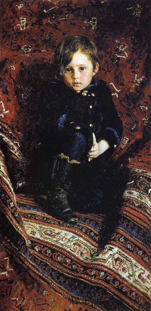 Portrait of Yuriy Repin, the Artist's son by Ilya Repin, hand-painted portrait oil painting reproduction on canvas