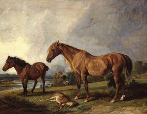 Portraits of Blackthorn, a Broodmare, with Old Jack, a Favourite Pony, the Property of E. Mundy, Esq. - James Ward