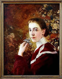 Portrait of a Young Woman by Ivan MrkviÑka — female oil painting wall art, Impressionism