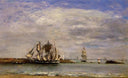 Portrieux by Eugene Boudin — hand-painted architectural oil painting reproduction on canvas