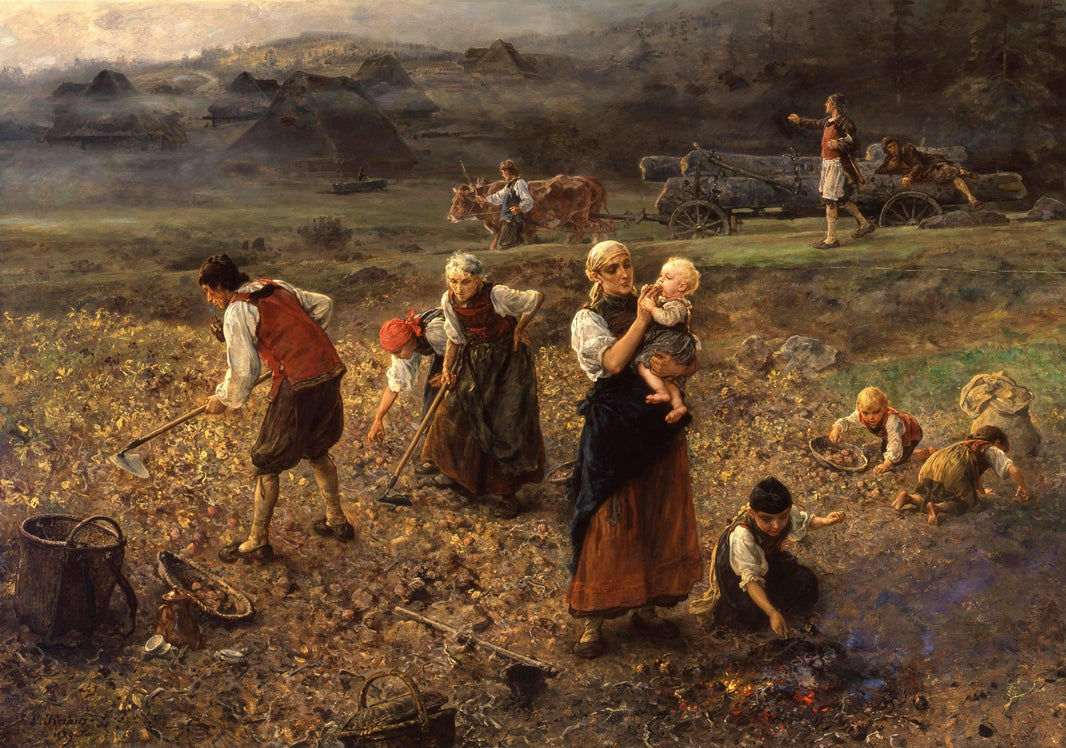 Potato harvest by Ludwig Knaus — hand-painted landscape oil painting reproduction on canvas