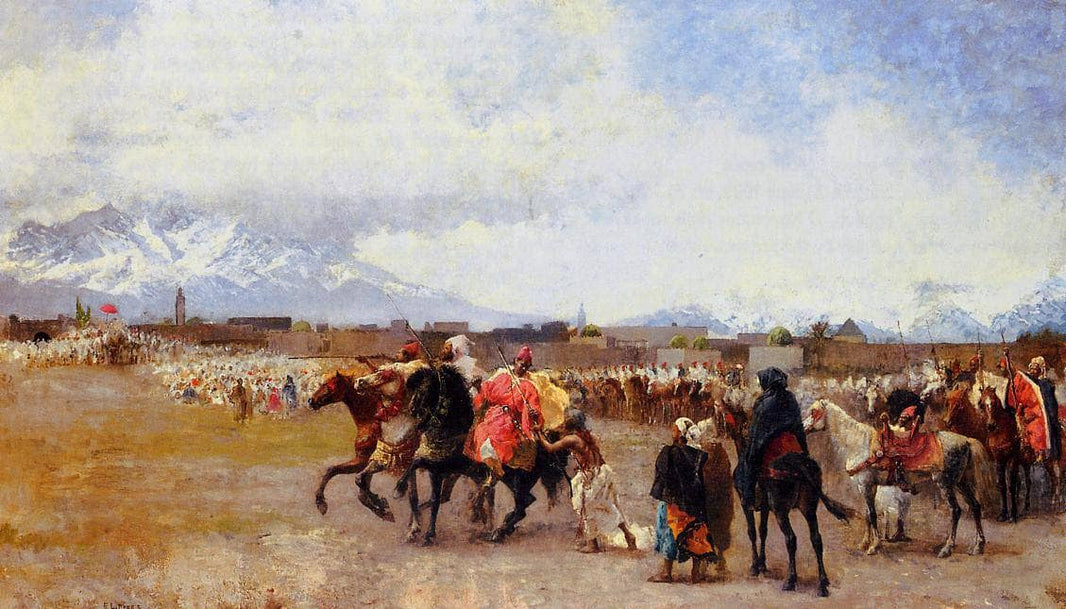 Powder Play City of Morocco, outside the Walls by Edwin Lord Weeks — hand-painted animal oil painting reproduction on canvas