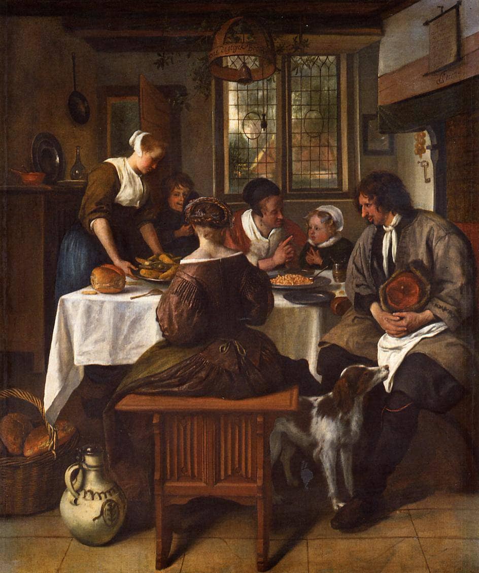 Prayer before Meal by Jan Steen — hand-painted portrait oil painting reproduction on canvas