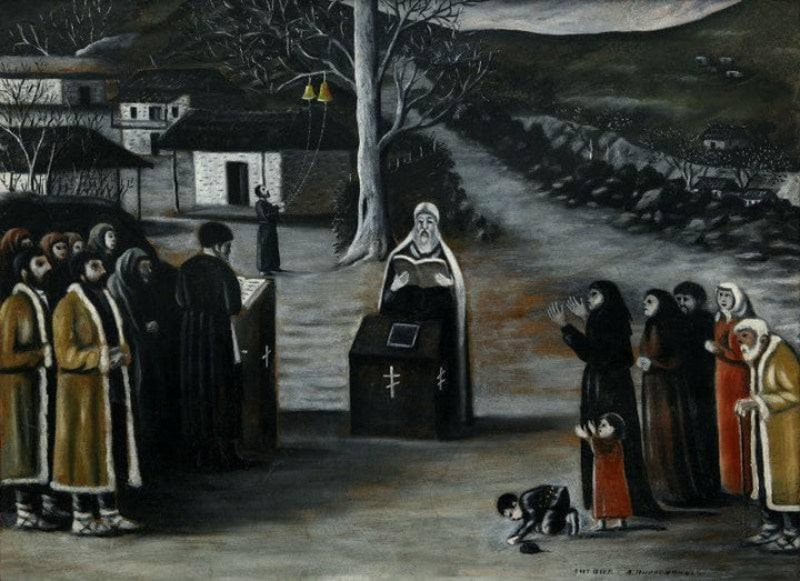 Prayer in a Village by Niko Pirosmani — hand-painted cultural oil painting reproduction on canvas