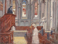 Prayer in the Cathedral of St. Pierre, Geneva by Ferdinand Hodler — hand-painted architectural oil painting reproduction on canvas