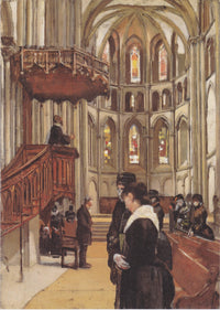 Prayer in the Saint Pierre Cathedral in Geneva by Ferdinand Hodler — hand-painted architectural oil painting reproduction on canvas