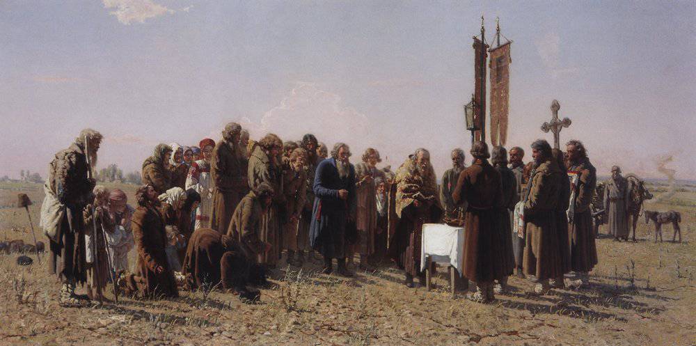 Prayer in time of drought by Grigoriy Myasoyedov, hand-painted landscape oil painting reproduction on canvas