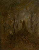 Prayer over the Grave by Laszlo Mednyanszky — forest oil painting wall art, Impressionism