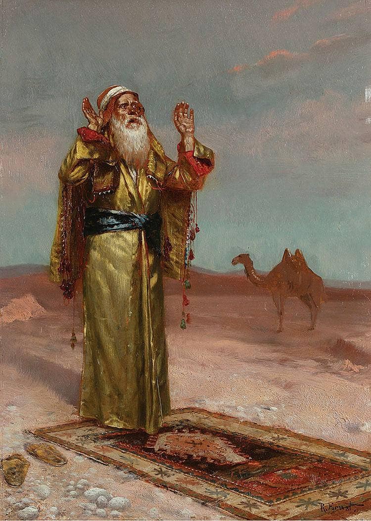 Praying in the Desert by Rudolf Ernst — hand-painted cultural oil painting reproduction on canvas