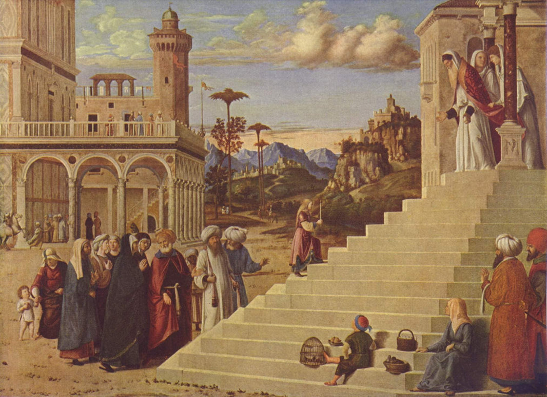 Presentation of the Virgin at the Temple by Cima da Conegliano — hand-painted architectural oil painting reproduction on canvas
