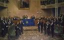 President of Argentina, Gral. Julio A. Roca, Giving His Speech at the National Congress by Juan Manuel Blanes — hand-painted portrait oil painting reproduction on canvas