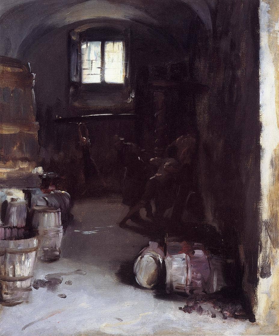 Pressing the Grapes Florentine Wine Cellar by John Singer Sargent — hand-painted still oil painting reproduction on canvas