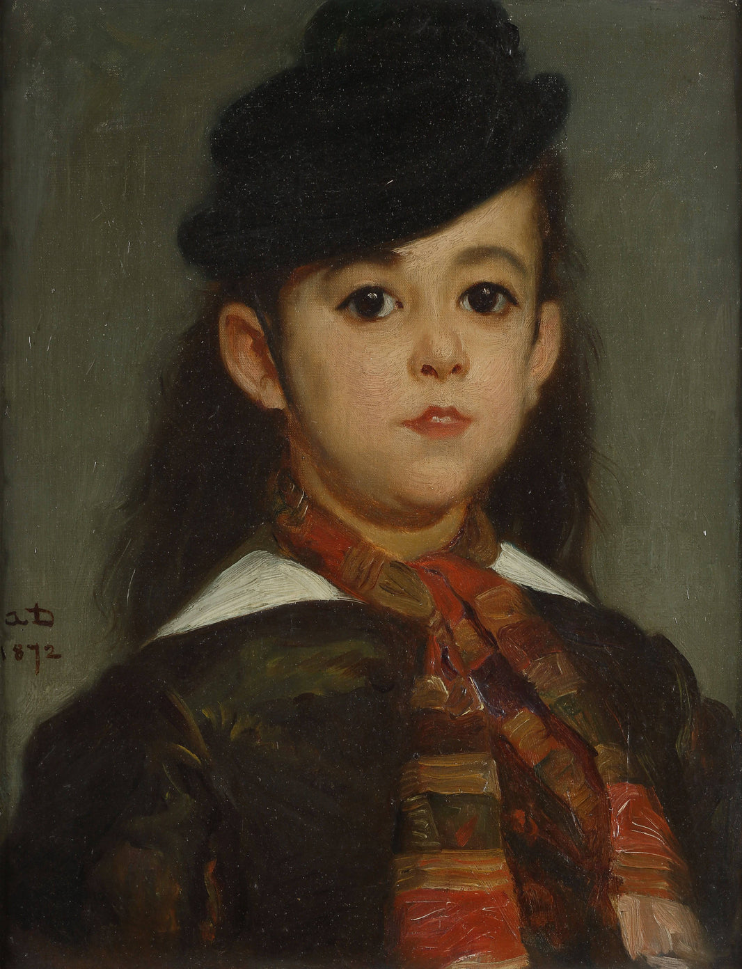 Presumed portrait of Marie Dehodencq, artist's daughter (less than a year before her death) by Alfred Dehodencq — hand-painted portrait oil painting reproduction on canvas