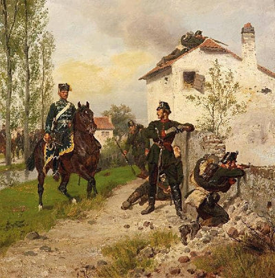 Preußische Jäger Und Ein Berittener Husar by Emil Hünten — oil painting reproduction