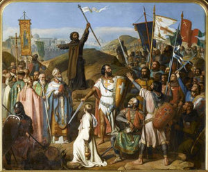 Procession of the Crusaders led by Pierre l'Ermite and Godefroy de Bouillon - Jean Victor Schnetz