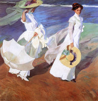 Promenade by the Sea by Joaquín Sorolla — hand-painted abstract oil painting reproduction on canvas