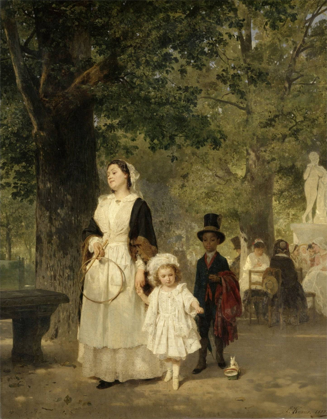 Promenade in the Tuileries gardens by Ludwig Knaus, hand-painted portrait oil painting reproduction on canvas