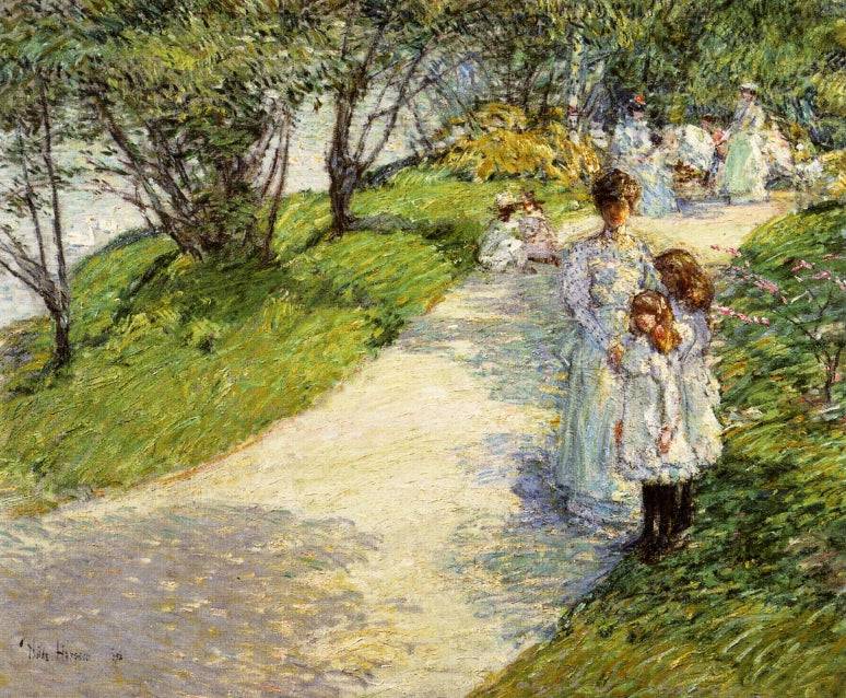 Promenaders in the garden - Childe Hassam