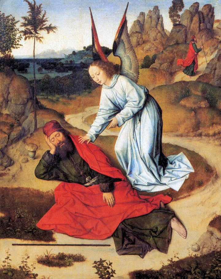 Prophet Elijah in the Desert - from the Winged altar in St. Peter in Leuven by Dirk Bouts — hand-painted cultural oil painting reproduction on canvas