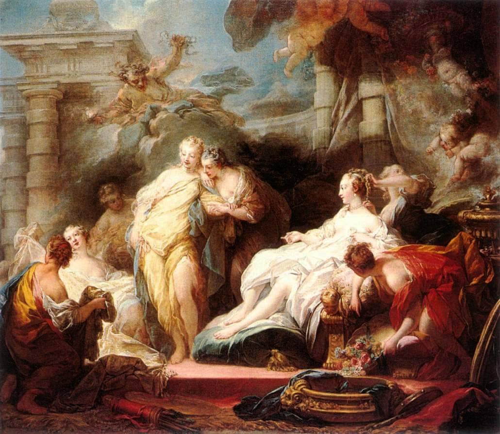 Psyche showing her sisters her gifts from Cupid by Jean-Honore Fragonard — hand-painted cultural oil painting reproduction on canvas