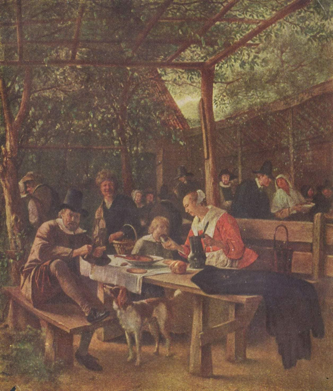 Pub garden by Jan Steen — hand-painted portrait oil painting reproduction on canvas