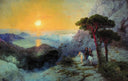 Pushkin at the top of the Ai-Petri Mountain at sunrise by Ivan Aivazovsky — seascapes oil painting wall art, Romanticism