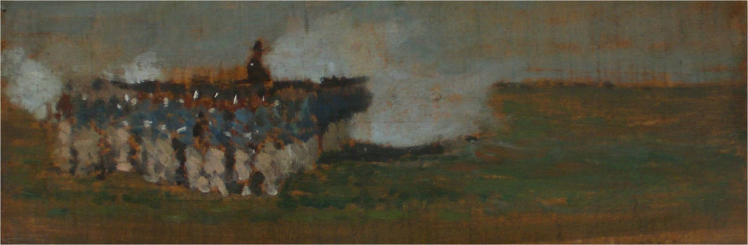 Square of Villafranca or Practice shooting by Giovanni Fattori, hand-painted landscape oil painting reproduction on canvas