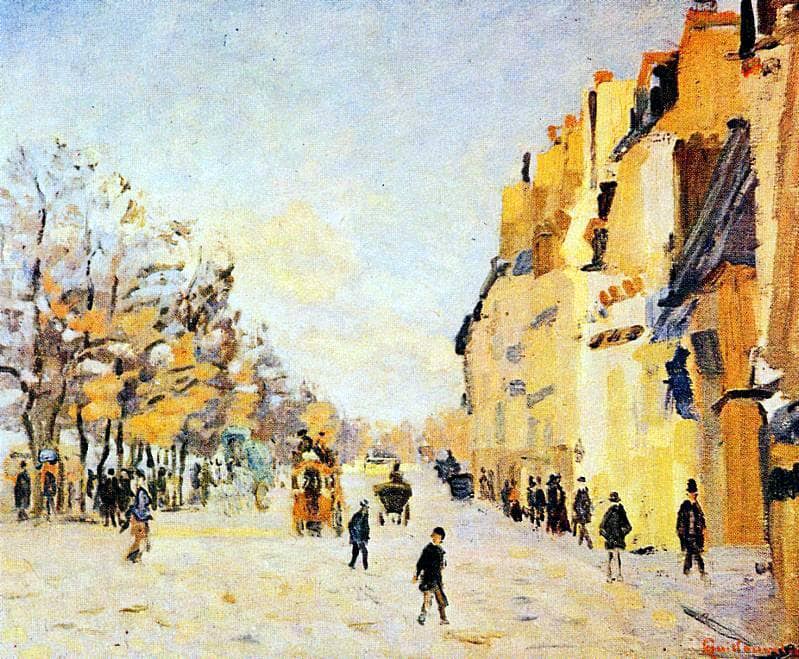 Quai de la Gare, Snow by Armand Guillaumin — hand-painted landscape oil painting reproduction on canvas
