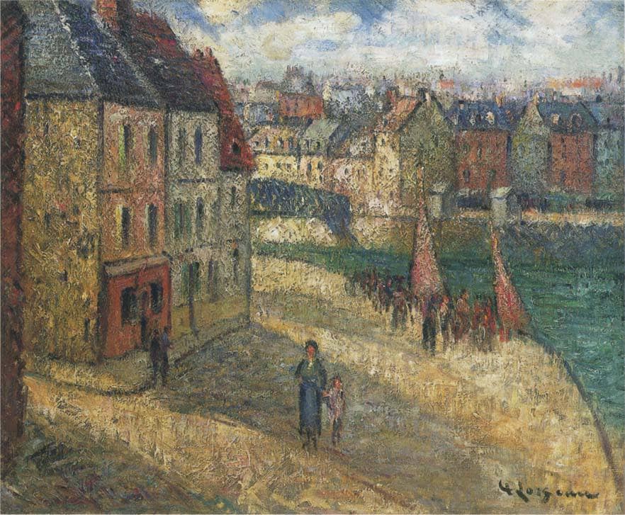 Quay at Dieppe by Gustave Loiseau — hand-painted architectural oil painting reproduction on canvas
