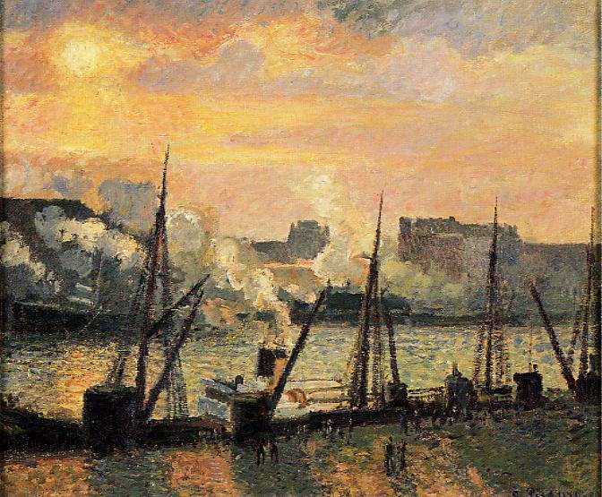 Quay in Rouen Sunset - Camille Pissarro