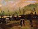 Quayside with Ships in Antwerp by Vincent van Gogh — ships oil painting wall art, Realism