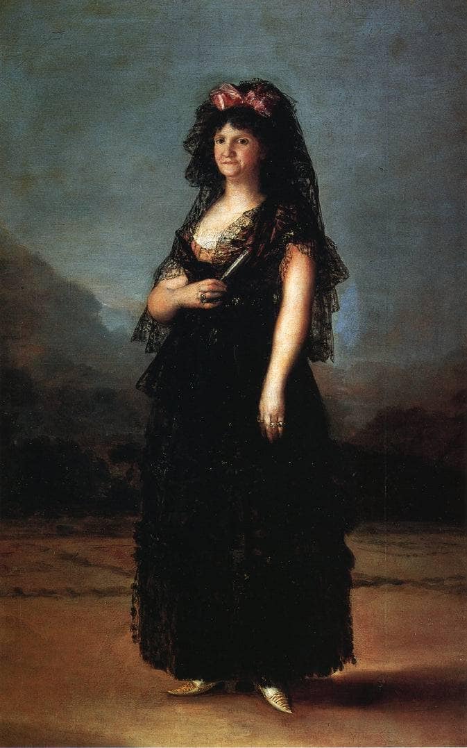 Queen María Luisa Wearing a Mantilla by Francisco Goya — hand-painted portrait oil painting reproduction on canvas