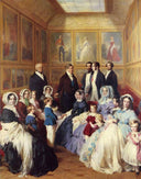 Queen Victoria and Prince Albert with the Family of King Louis Philippe at the Chateau by Franz Xaver Winterhalter — group oil painting wall art, Neoclassicism