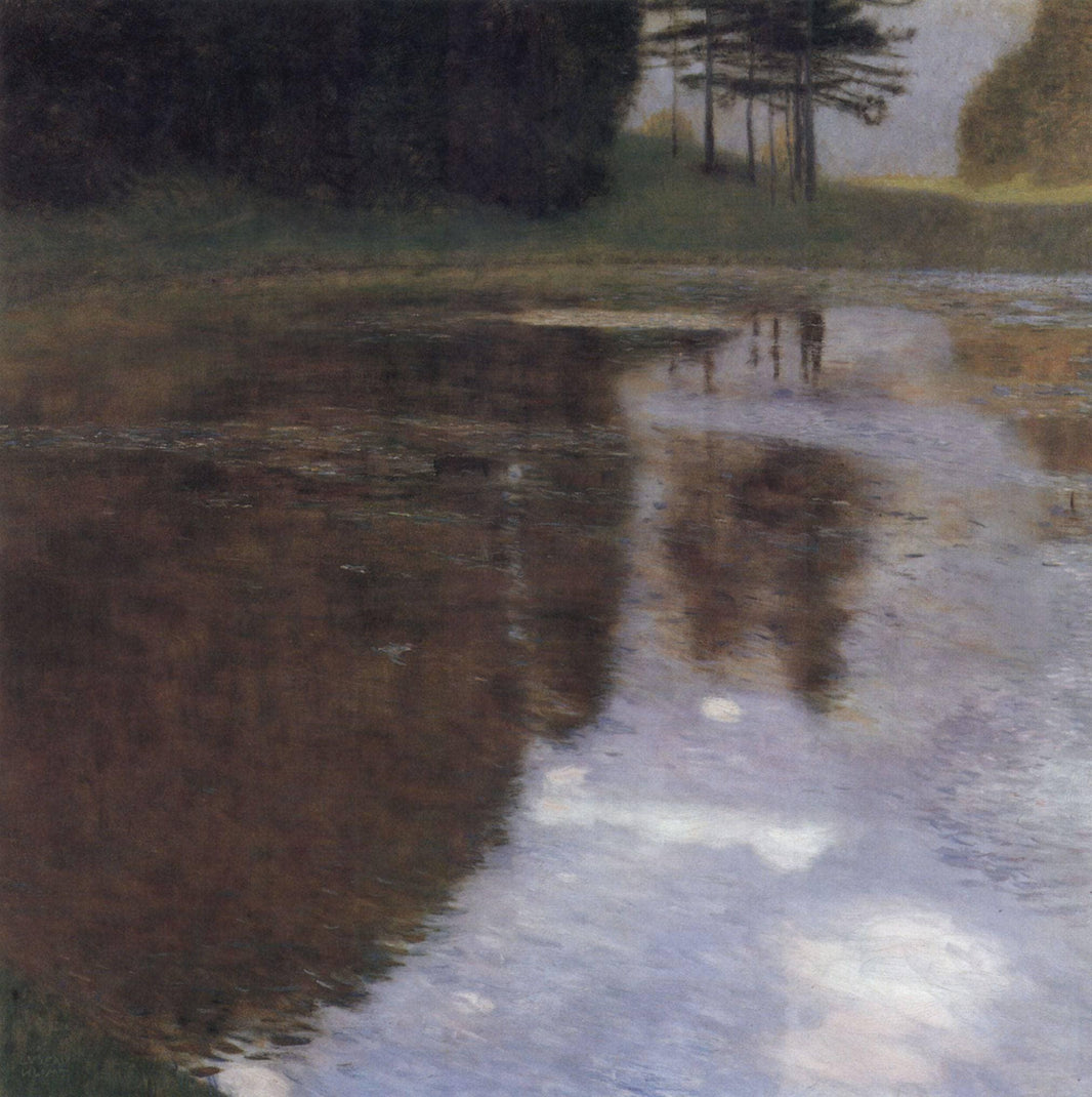Quiet pond in the park of Appeal by Gustav Klimt — hand-painted botanical oil painting reproduction on canvas