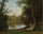 Quiet summer evening at a lake in the forest. Young women are washing clothes in Bondedammen in Hellebaek in master bedroom