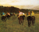 Race Horses at Longchamp by Edgar Degas — field oil painting wall art, Impressionism